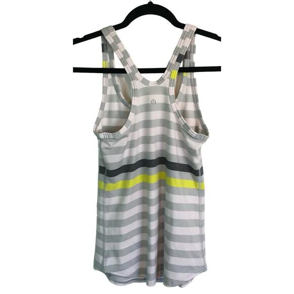 Lululemon Studio Racerback Tank Striped Gray White Yellow Athletic Tank Size 6 - Picture 4 of 5